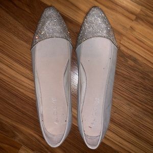 Aldo sparkly silver pointy toe flats
